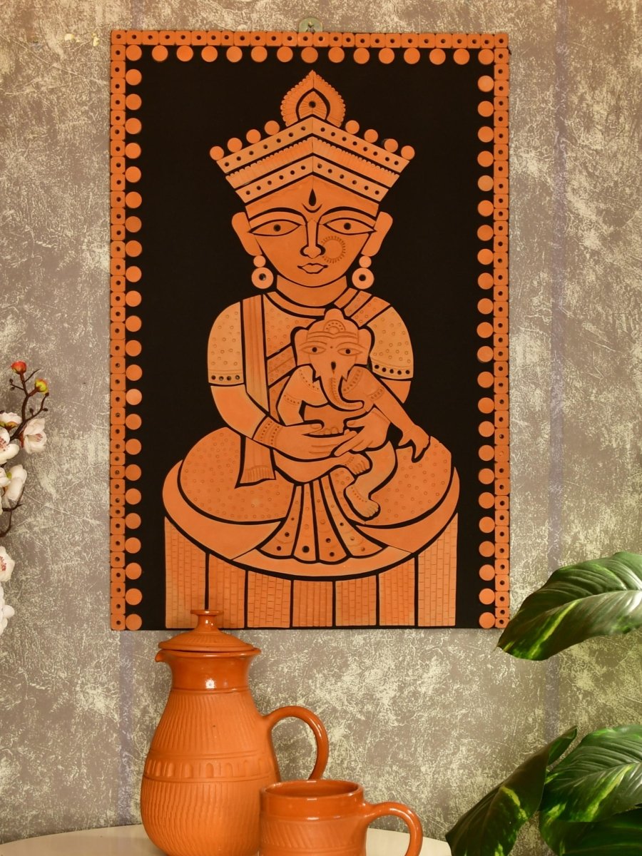 Terracotta Ganesh Janani: Artisan Wall Decor for Home Bliss