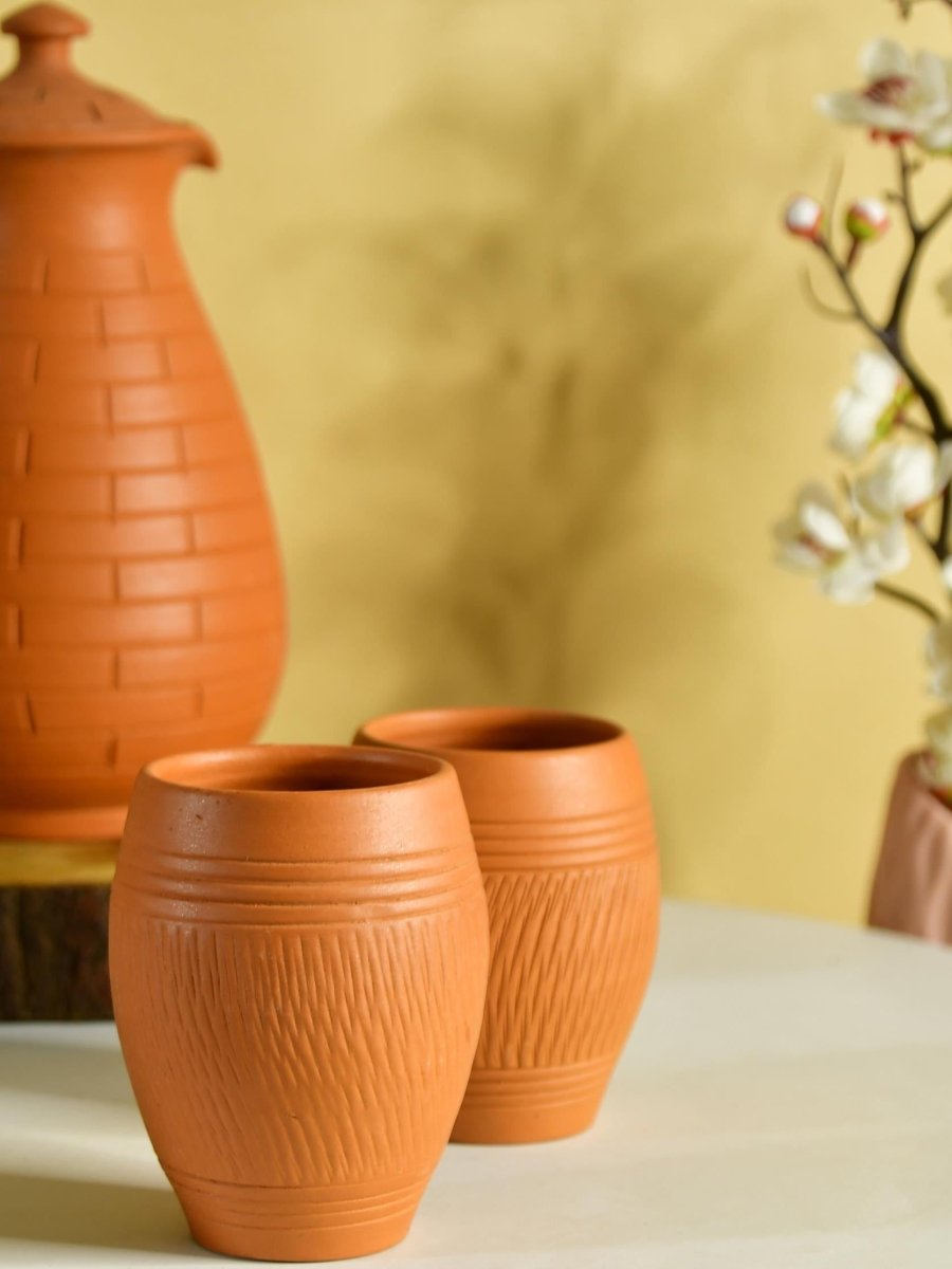 Terracotta Lassi Mug Set: Artisanal Elegance, Functional Design.