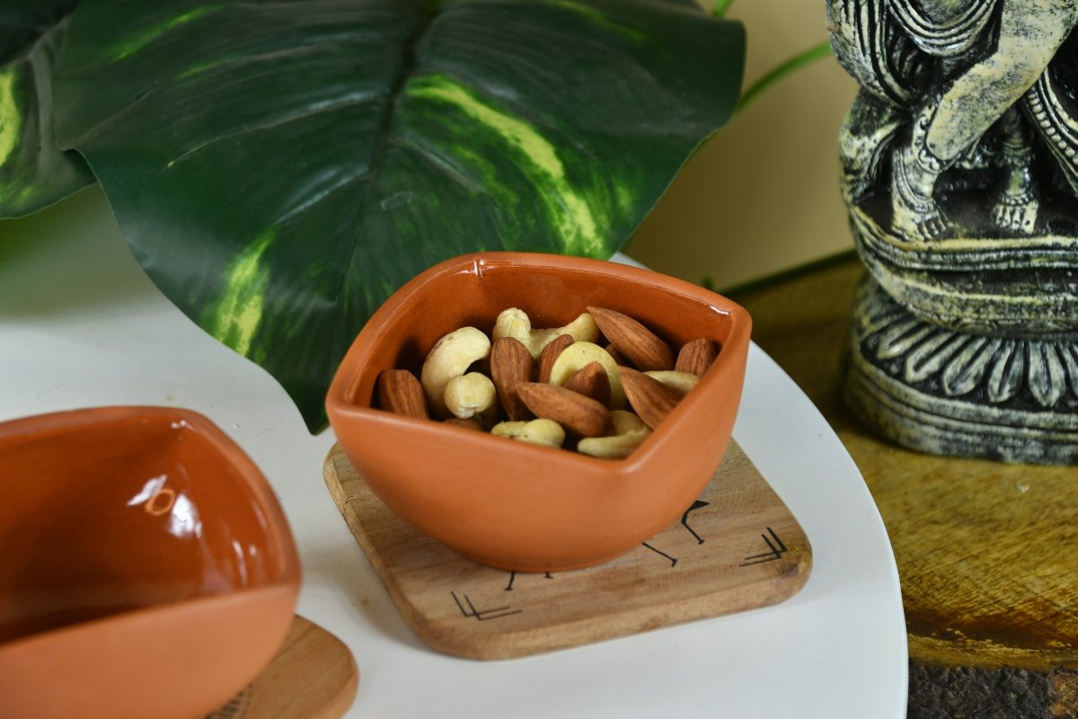 Terracotta Square Serving Bowl: Artistic Kitchen Elegance-1