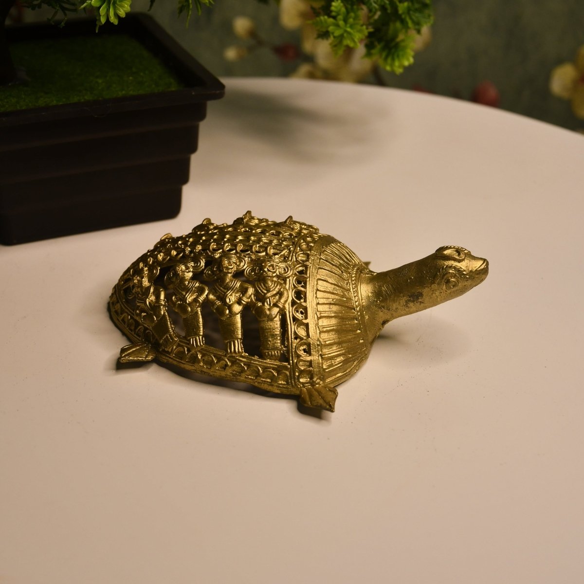 Dhokra Tortoise: Artisan Brass Home Decor-0