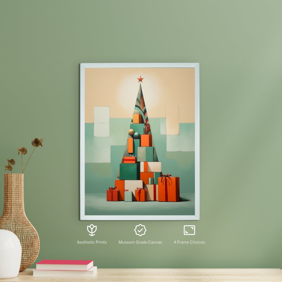 Festive Triangles: Sowpeace's Joyful Handcrafted Wall Art – Premium Indian-Inspired Canvas Prints for Stylish Holiday Decoration