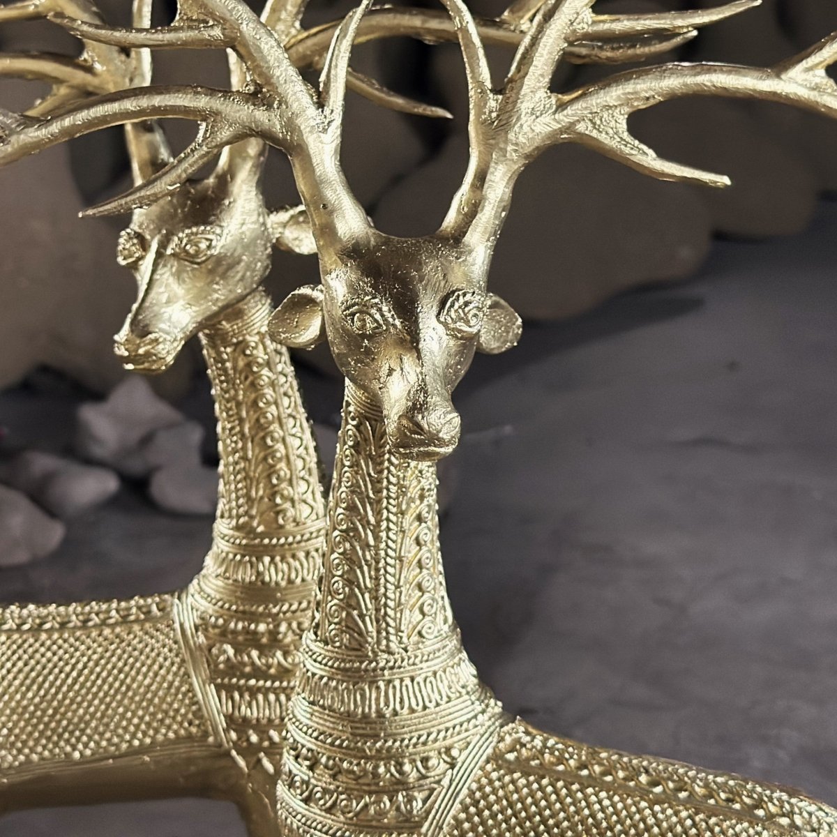 Unique Brass Dhokra Deer Pair Decor