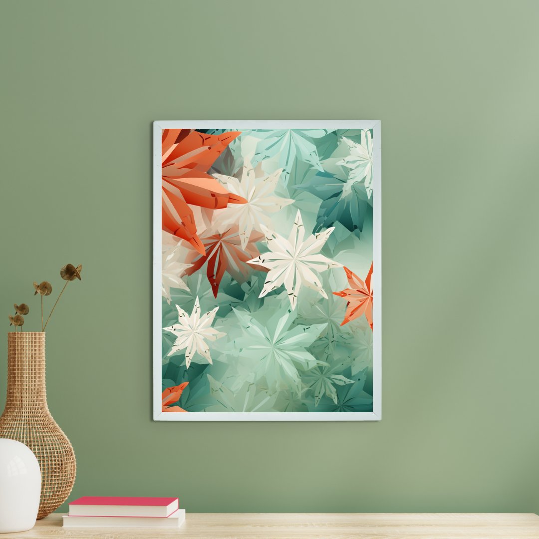 Frozen Fractals: Sowpeace's Premium Dense Winter Canvas Art – Handcrafted Indian-Inspired Prints for Elegant Winter Home Decoration